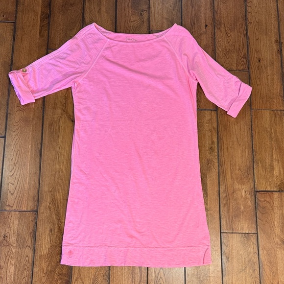 Lilly Pulitzer Dresses & Skirts - Lilly Pulitzer Pink Boatneck Roll-Sleeve Tunic